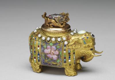 图片[3]-Watch with pedestal in the form of an elephant (with leather box), 19th century-China Archive